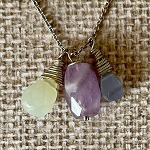 Michele Baratta Silver Trio of Stones Necklace